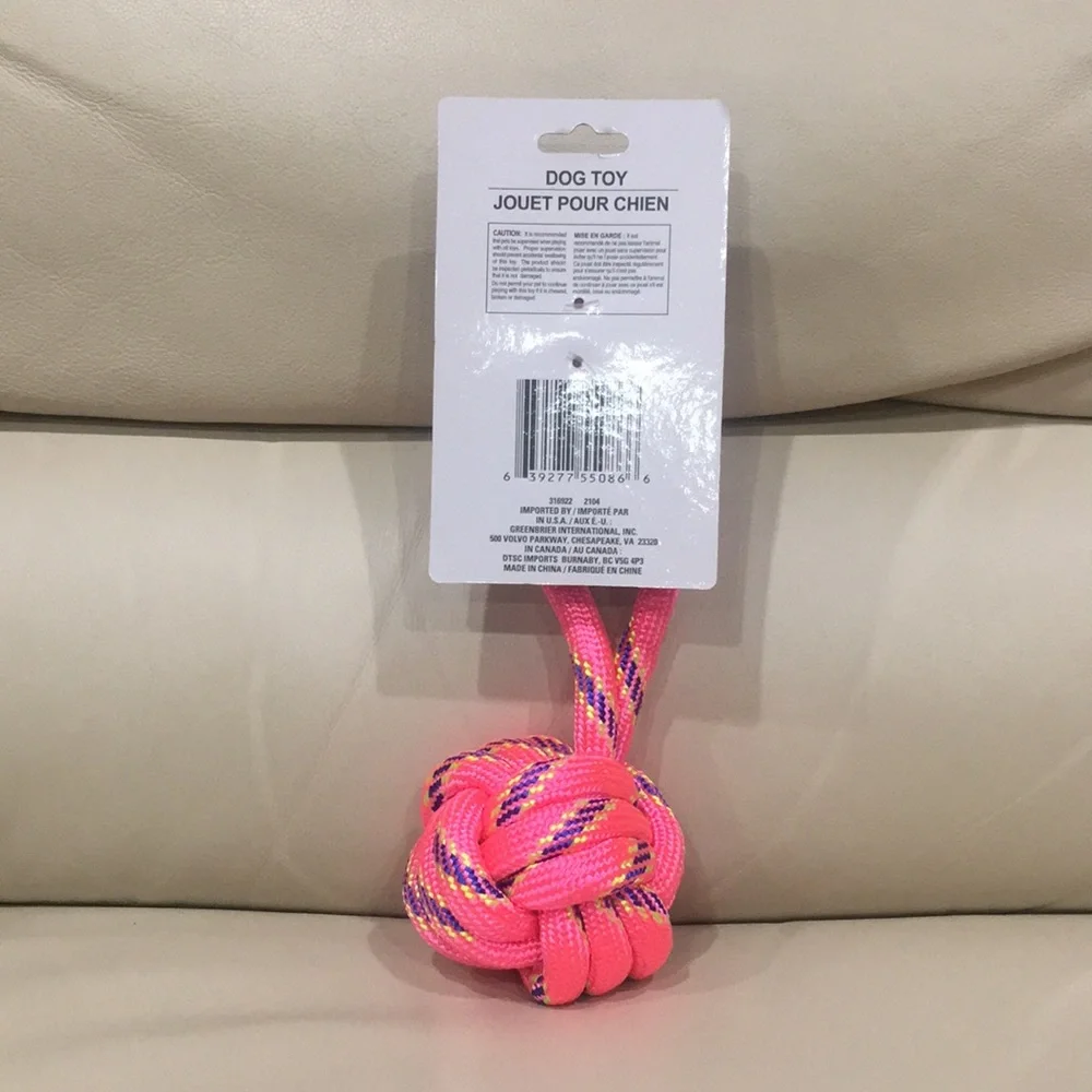 NWT Dog Rope Knot Toy Pink Blue Yellow